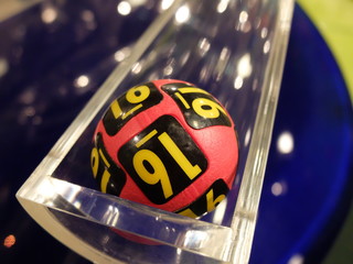 Image of lottery balls during extraction of the winning numbers.