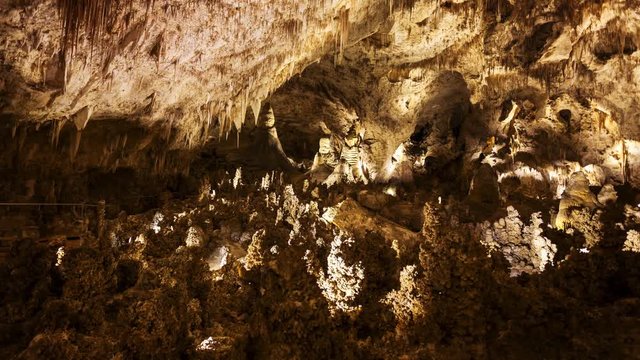 Stalactites and stalagmites at Carlsbad Caverns National Park, timelapse