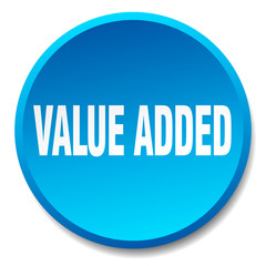 value added blue round flat isolated push button