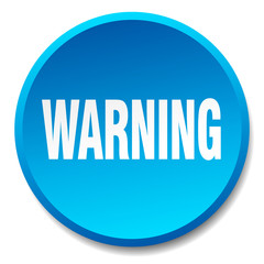 warning blue round flat isolated push button