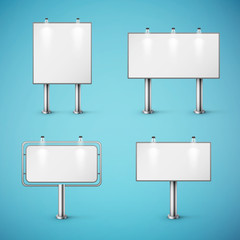 set of blank realistic billboards