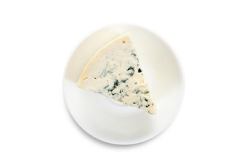 Fototapeta na wymiar cheese on a white plate, isolated