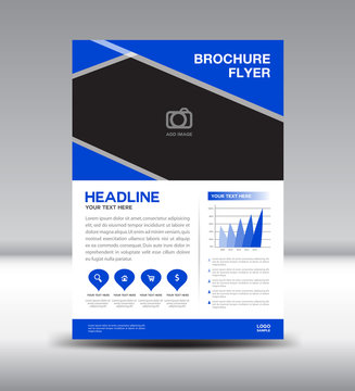 Blue Leaflet template and info graphics vector design,Brochure flyer