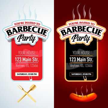 Barbecue party design,  Barbecue invitation. Barbecue logo. BBQ template menu design. Barbecue Food flyer. Barbecue advertisement. Barbecue ad design.