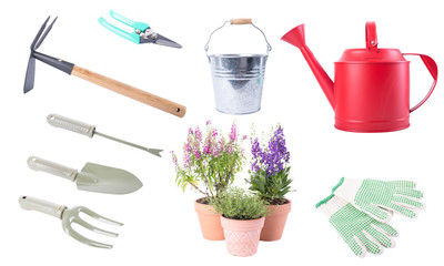 Garden tools collection set isolated