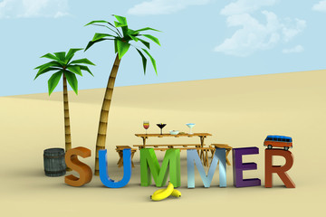 Obraz premium summer beach 3d