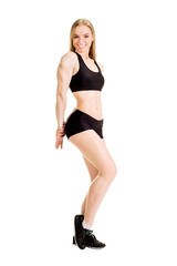 Fototapeta na wymiar Young muscular woman posing