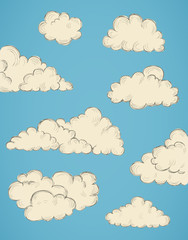 vintage hand drawn clouds
