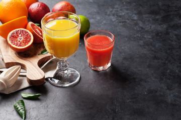 Fresh citruses and juice