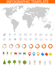 Fototapeta na wymiar Infographics. Earth map and different charts and icons