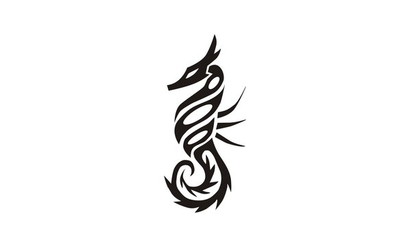 tribal sea horse tattoo design