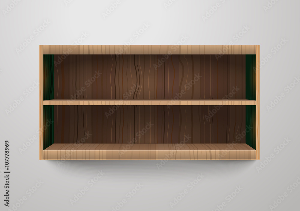 Poster empty shelves vector illustration. template for a content