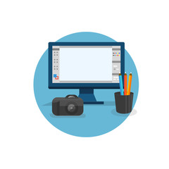 Design Graphic Work Space Flat