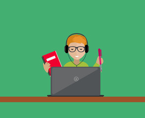 Student Education on Laptop Isolated