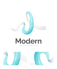 Abstract 3d swirl ribbon logo template with business card corporate identity design