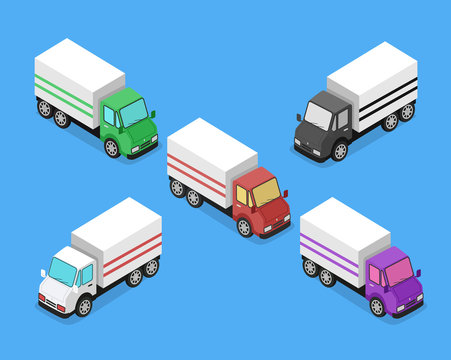Isometric Delivery Van Car Icon