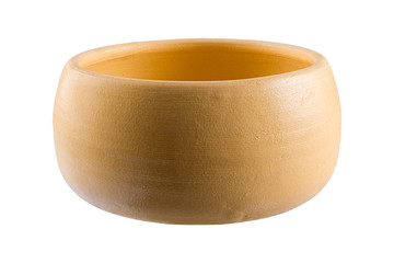 Empty yellow bowl isolated on white background