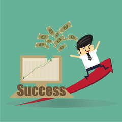 Business man present financial graph. success concept