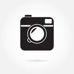 Photo camera icon or sign isolated on white background. Vector illustration in hipster style.