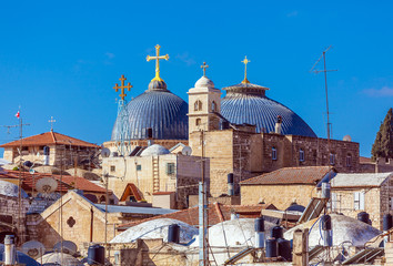 Roofs of Old City with Holy Sepulcher Chirch Dome, Jerusalem