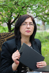 Fototapeta premium wamen with tablet