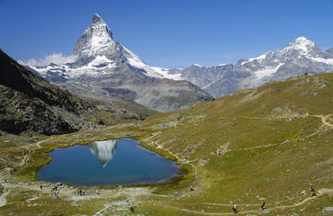 Fototapeta na wymiar Zermatt - Riffelsee-Spiegelung-Matterhorn