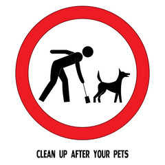 Clean up after your pet dog sign vector