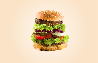 Hamburger Polygonal geometric vector illusration