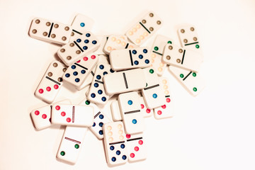 .dominoes with colored dots , isolated on white background