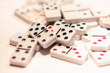 .dominoes with colored dots , isolated on white background