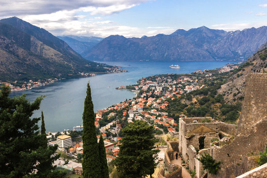 Kotor fortress, a view of the old town