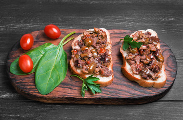 Two bruschetta sandwich
