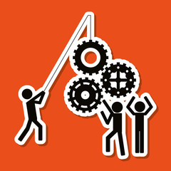 Teamwork wirth gear design, vector illustration