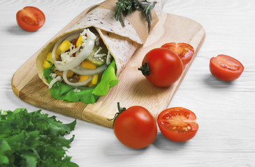 Burrito wrapped in tortilla bread