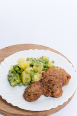 Homemade minced meat burgers from grandmothers kitchen and potat