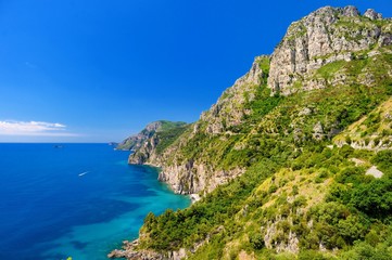 Panoramic view of the Amalfi coast in Italy