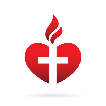 Template logo for churches and Christian organizations cross on the heart. Cross on the heart church logo