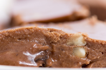Close macro image of homemade domestic chocolate