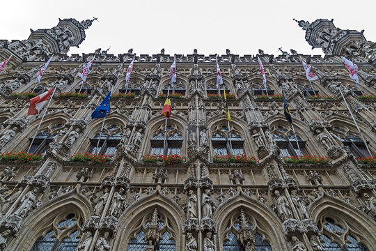 Gothic Town Hall on the Grote Markt in Leuven, Belgium