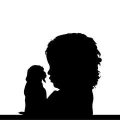 child with dog silhouette illustration