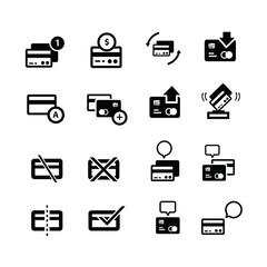 credit card  with bubble and arrow icons