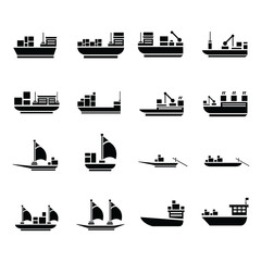 vector transport boat Icons