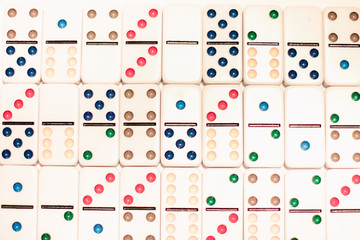 .dominoes with colored dots , isolated on white background