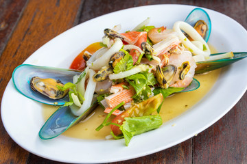 delicious spicy seafood salad thai food
