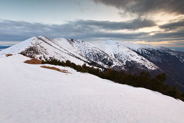 Fototapeta na wymiar National Park of Mala Fatra in northern Slovakia at the end of winter.