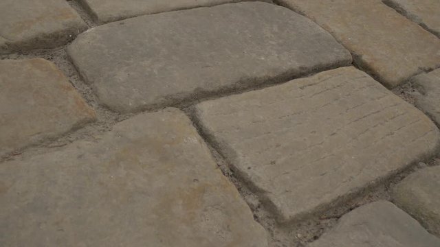 Paving Stone Road Paved With Yellow Square Stones Way to a Dormition Cathedral at Holy Dormition Kiev-Pechersk Lavra Ukraine Kiev Winter Daytime