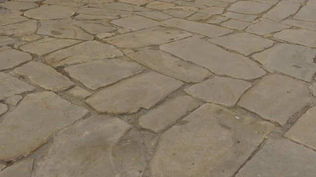 Paving Stone Brick Walls Road Paved Yellow Square Stones Way to a Dormition Cathedral at Holy Dormition Kiev-Pechersk Lavra Ukraine Kiev Winter Daytime