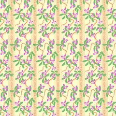Fototapeta na wymiar Seamless pattern with orchids flowers and leaves