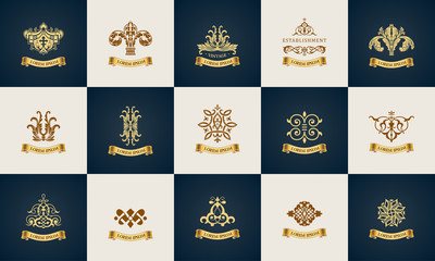 Design logo set. Calligraphic pattern elegant decor elements