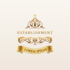 Vintage luxury vector gold emblem. Elegant Calligraphic logo